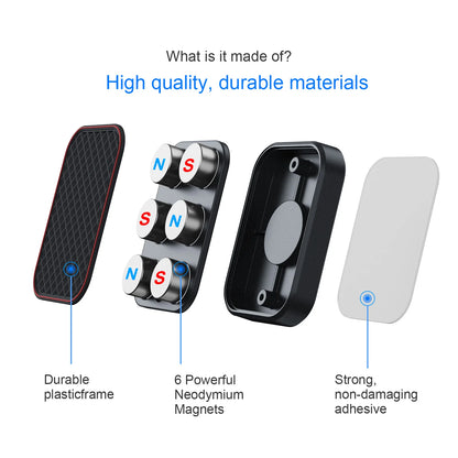 Magnetic Car Phone Mount Rectangle Flat Universal Car Phone Holder for Dashboard Fridge Desk Smartphone Holder Strong Magnets
