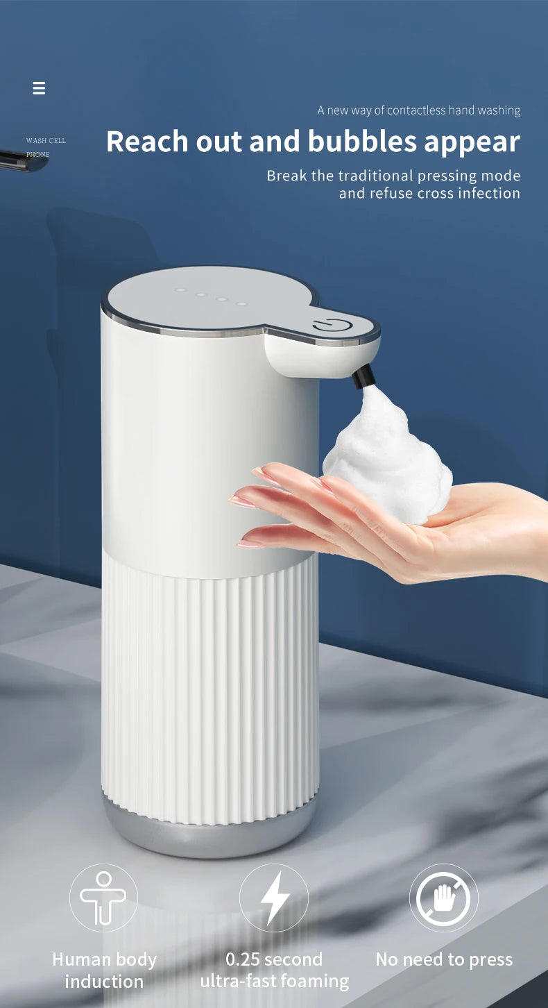 Automatic Soap Dispenser Touchless Foaming Soap Dispenser 350ml USB Rechargeable Electric 4 Level Adjustable Foam Soap Dispenser