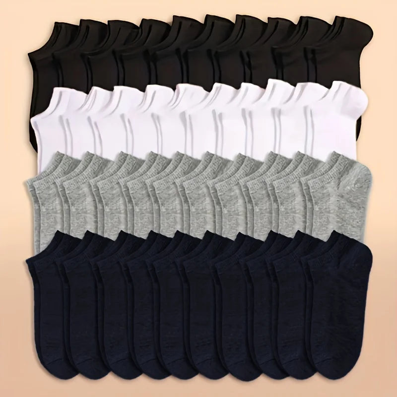 Unisex Solid Color Ankle Socks – 10/20/40 Pairs Soft Lightweight No Show Socks for Men & Women, Bulk Value Pack