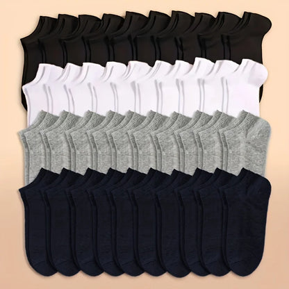 Unisex Solid Color Ankle Socks – 10/20/40 Pairs Soft Lightweight No Show Socks for Men & Women, Bulk Value Pack