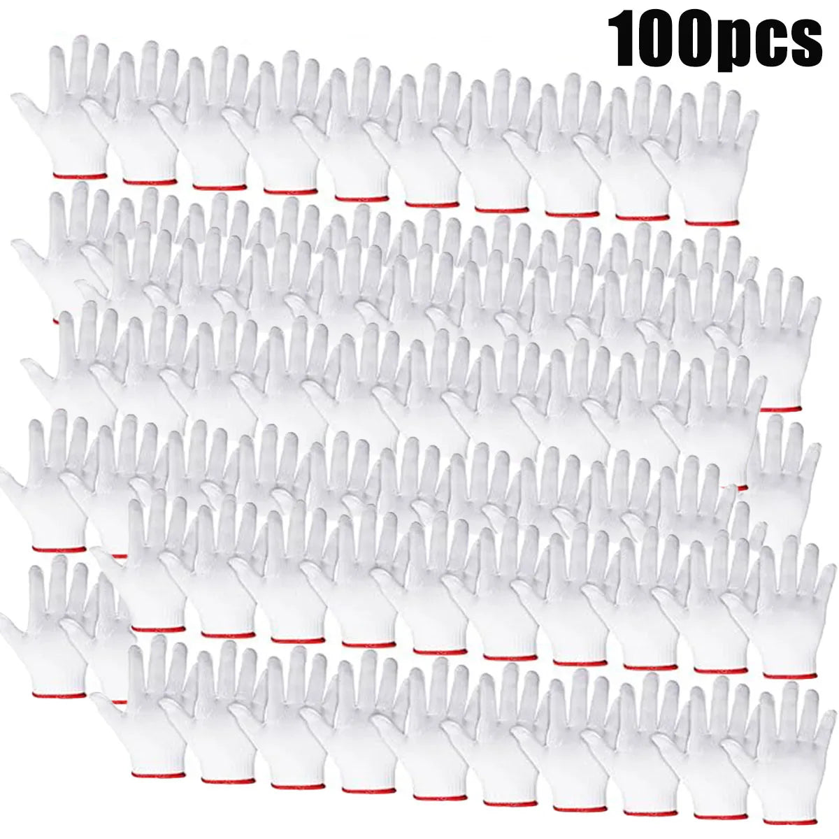 Hand Working Gloves Safety Grip Protection Work Gloves Men Women BBQ Thick Cotton White(Pack of 12 Pairs)