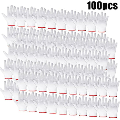 Hand Working Gloves Safety Grip Protection Work Gloves Men Women BBQ Thick Cotton White(Pack of 12 Pairs)