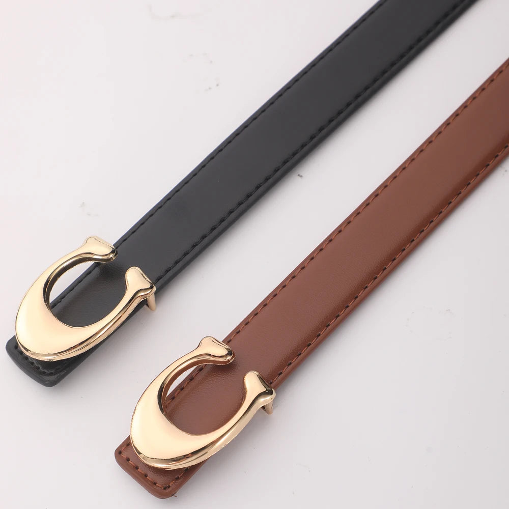 C-shaped Smooth Buckle Simple Women's Soft Durable Belt Fashion Women's Clothing Accessories Paired With Business Casual Belt