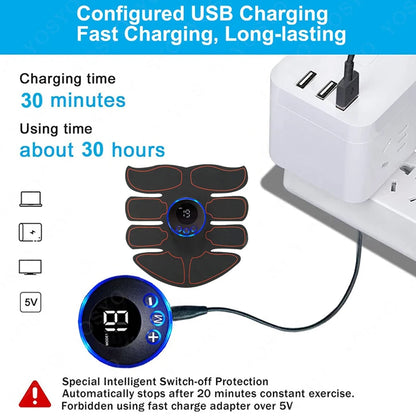 Abdominal Muscle Massager Fitness ABS Arm Training Patches Muscle Exercise Instrument USB Charging Home Men