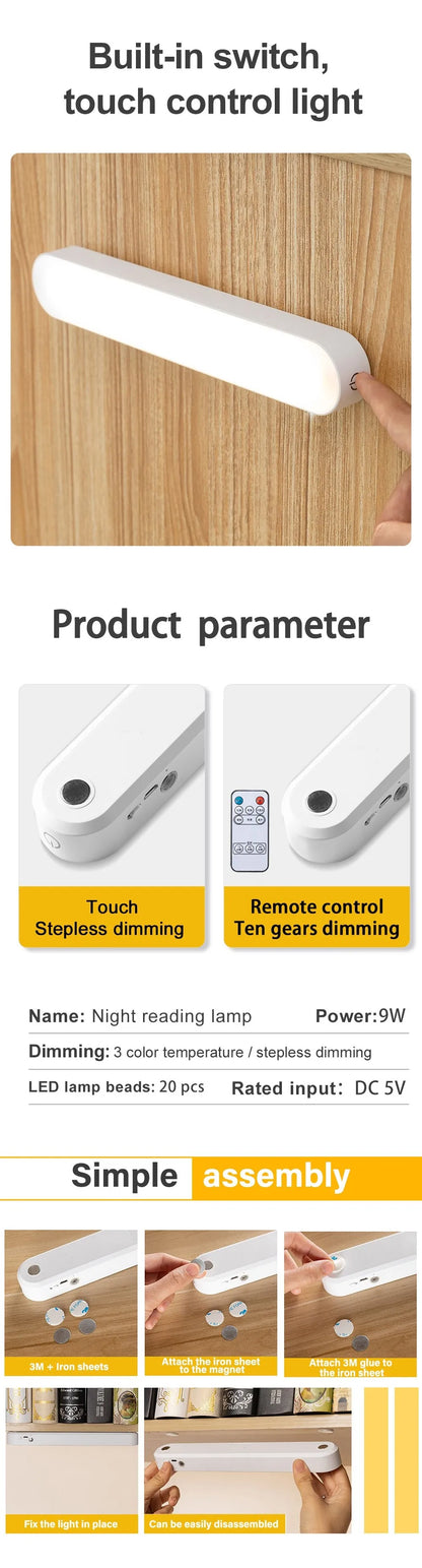 Desk Lamp USB LED Light Computer Desk Rechargeable Lamp Magnetic Office Study Reading Stand Light For Bedroom