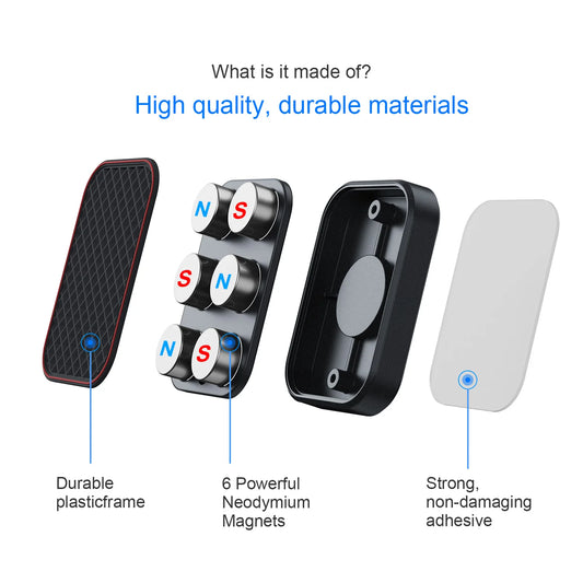 Magnetic Car Phone Mount Rectangle Flat Universal Car Phone Holder for Dashboard Fridge Desk Smartphone Holder Strong Magnets