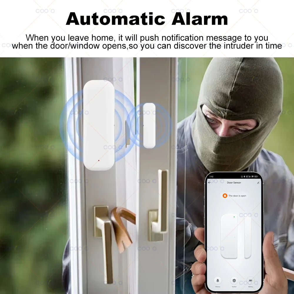 Tuya Zigbee Door Window Sensor Smart Home Security Alarm Wireless Magnetic Anti-theft Contact Detector App Remote Monitor