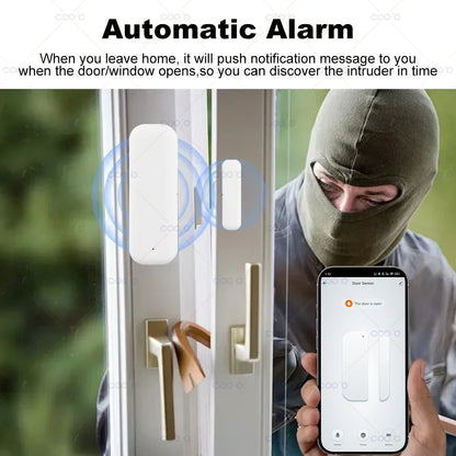 Tuya Zigbee Door Window Sensor Smart Home Security Alarm Wireless Magnetic Anti-theft Contact Detector App Remote Monitor