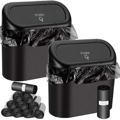 1/2/3Pcs Car Trash Can (with Lid) Contains 60 (300) Garbage Bags, Small Car Trash Can, Leak-proof Mini Car Accessories