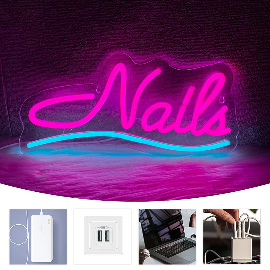 Beauty Salon Led Neon Sign, Used For Wall Decor, Usb Powered, Used For Beauty Salons, Nail Shops, Dressing Room Wall Lamps.