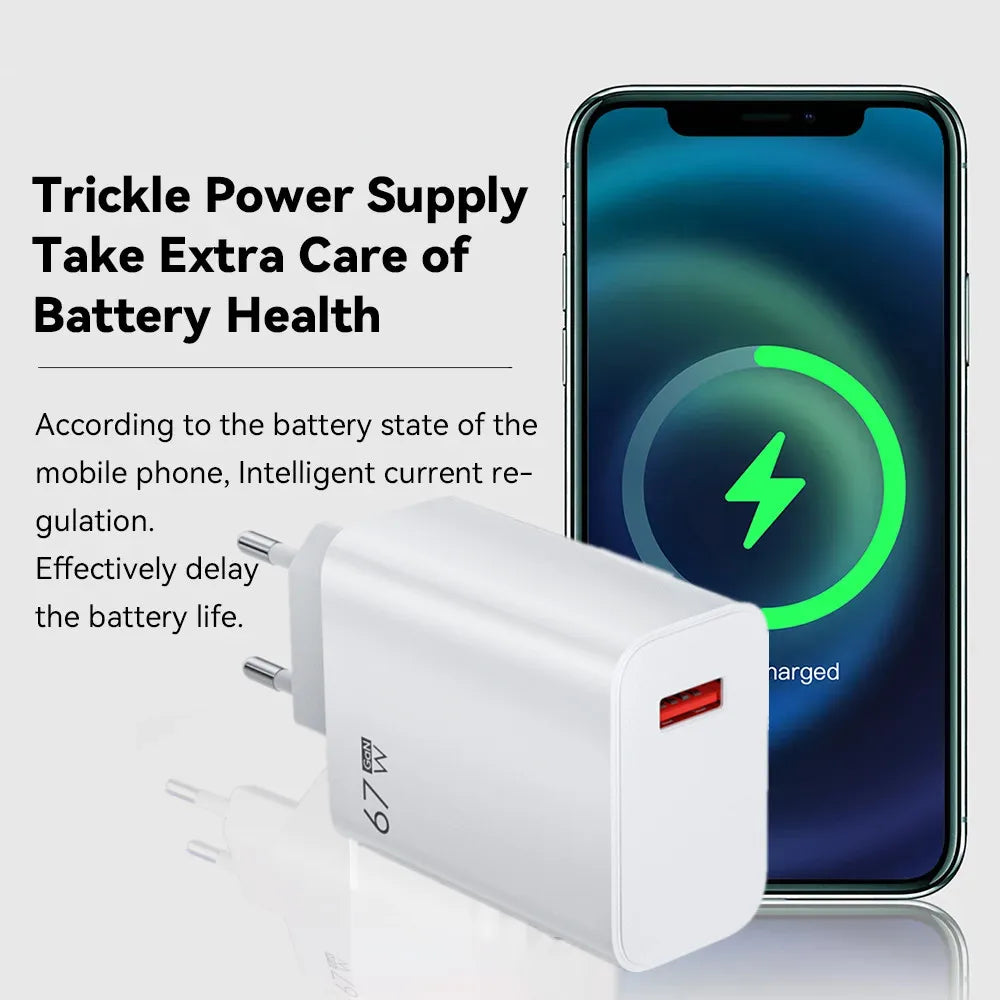 67W USB Fast Charger for Xiaomi 14 13 12 11 10 Ultra Redmi Note 12T 13 Pro Turbo Quick Charge Type C Cable Fast Charging Adapter