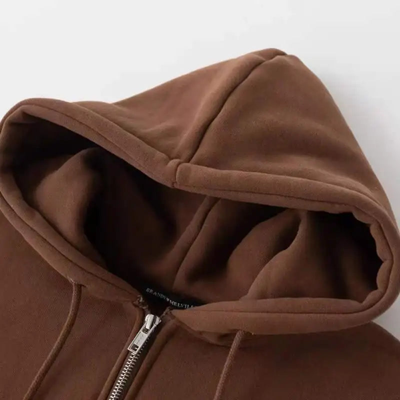 Oversized Hoodie Women Men  Thick Fleece Zip Up Sweatshirt Unisex Plain Color Loose Fit Casual Pullover M-5XL Cotton Loungewear