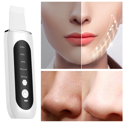 Ultrasonic Skin Scrubber 5 Modes LED Red Blue Light EMS Face Lift Blackhead Remover Acne Pore Cleaning Peeling Machine Shovel