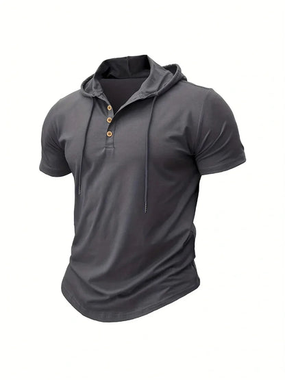 Men T Shirts  Summer Slim Fitness Hooded Short-Sleeved Bodybuilding Quick Dry Tshirt Male Gym Clothes Breathable Sports Tops