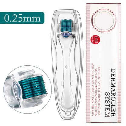 1Pcs Derma Roller 0.2/0.25/0.3mm for Hair Beard Grow Titanium 540 Microneedles Cosmetic Beauty Facial Device for Women and Man