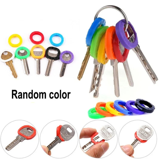 10-32pcs Color Key Sleeve Mixed Color Soft Silicone Elastic Key Ring DIY Key Pendant Marking to Distinguish The Key