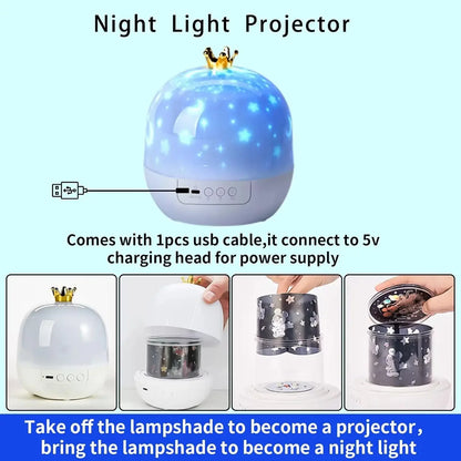 Fantasy Creative Projector 360°Rotating 15 Kinds of Projector Slides Starry Galaxy LED Projector Night Light Kids Birthday Gift