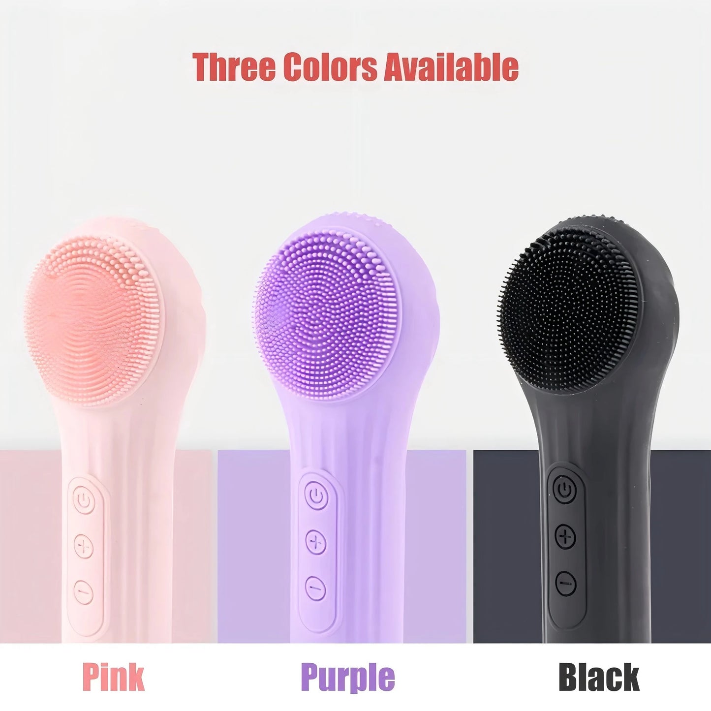 Silicone Face Scrubber Electric Facial Cleansing Brush with Heating Vibration Waterproof Face Wash Brush with 5 Speed Adjustable