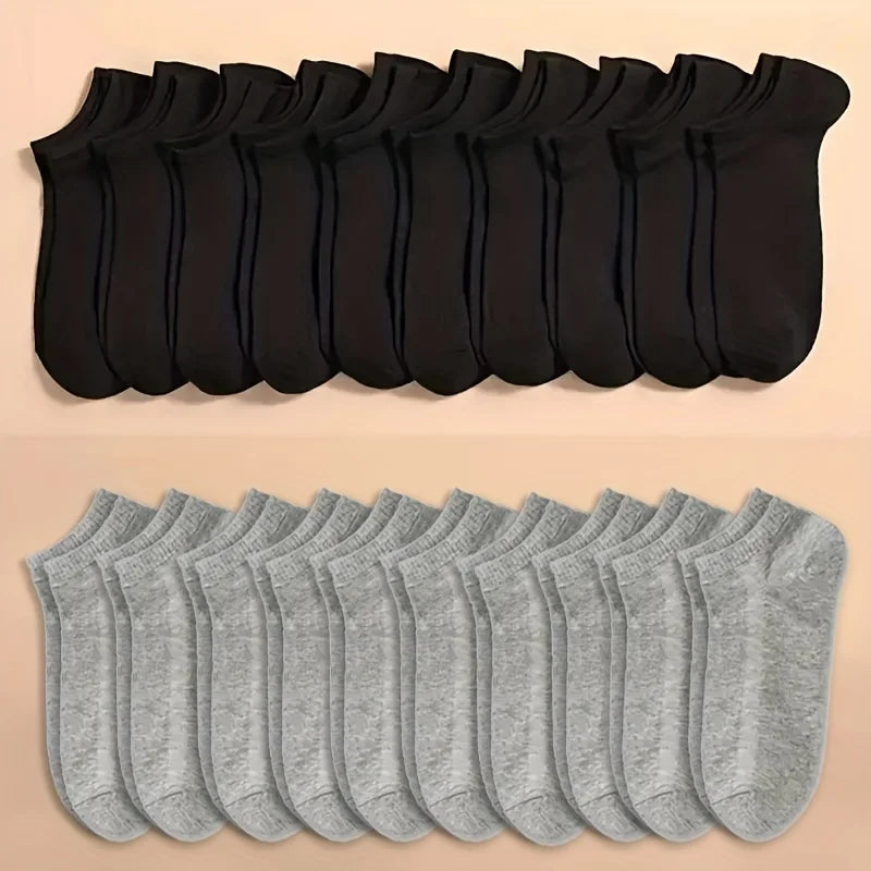 Unisex Solid Color Ankle Socks – 10/20/40 Pairs Soft Lightweight No Show Socks for Men & Women, Bulk Value Pack