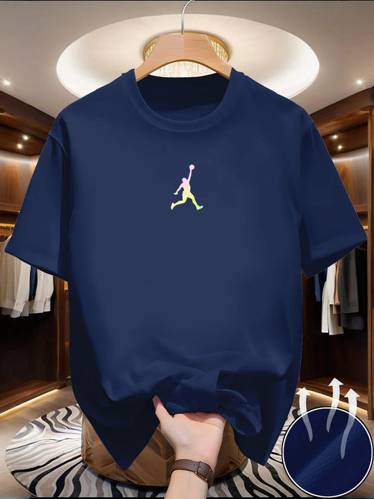 Trendy brand short-sleeved T-shirts for men and women, popular summer style, versatile, slim-fitting printed round neck tops