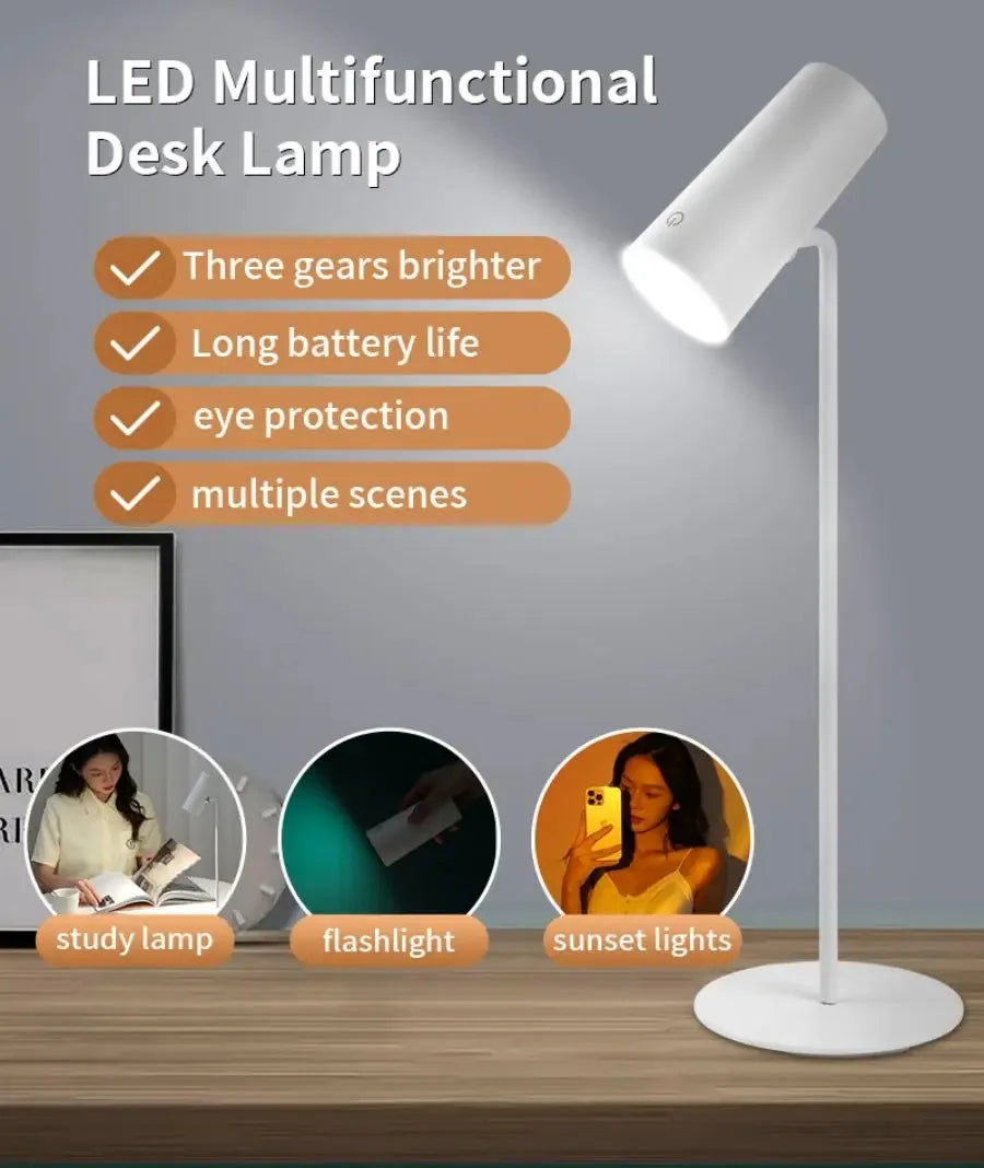 Sunset Eye Protection Table Lamp  USB Touch Dimming Reading Light for Study Flashlight Bedroom Bedside Decor Photo Desk Lamps