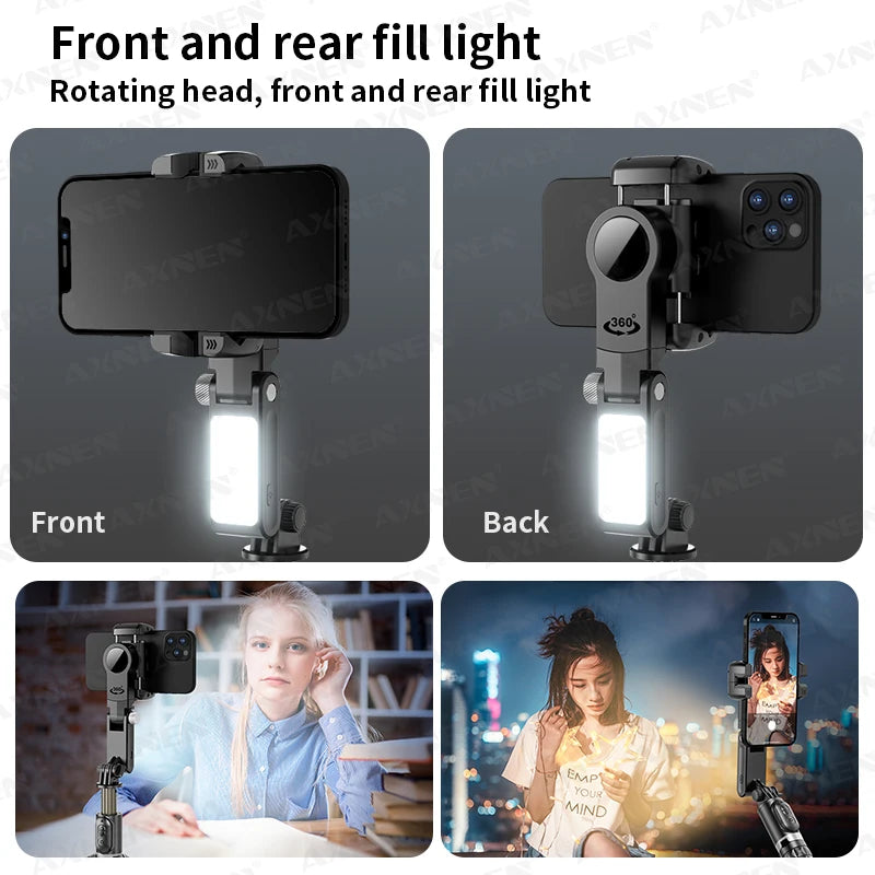 Desktop Gimbal Stabilizer 360° Rotation Smart Track Mode Selfie Stick with Remote Control for iPhone Cell Phone Smartphone