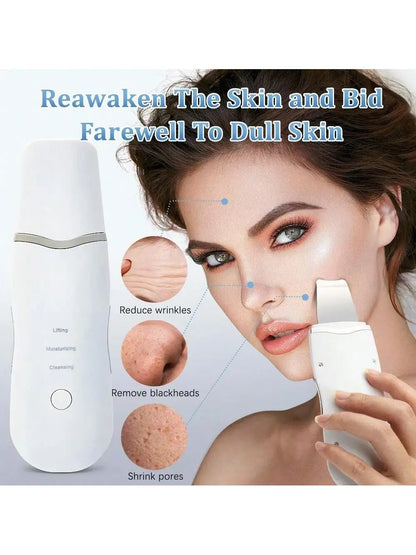 Ultrasonic Skin Scrubber Scrubber Deep Vibrate Facial Cleaner Shovel Face Scrubber Peeling Black Head Remover Facial Massager