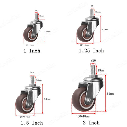 4pcs Furniture Casters Wheels Soft Rubber Swivel Caster Quite Roller Wheels for Trolley Baby Crib Bed Wheels Household Accessory