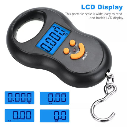 Portable 50Kg Electronic Scale High-precision Spring Scale LCD Digital Hanging Scale BackLight Fishing Weights 0.01kg Error