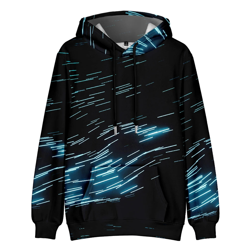 Men's Oversize Hoodie Modern Abstract Art Print Sweatshirt Fluid Graphic Pullover Hoodie with Pocket Streetwear Couple Fashion