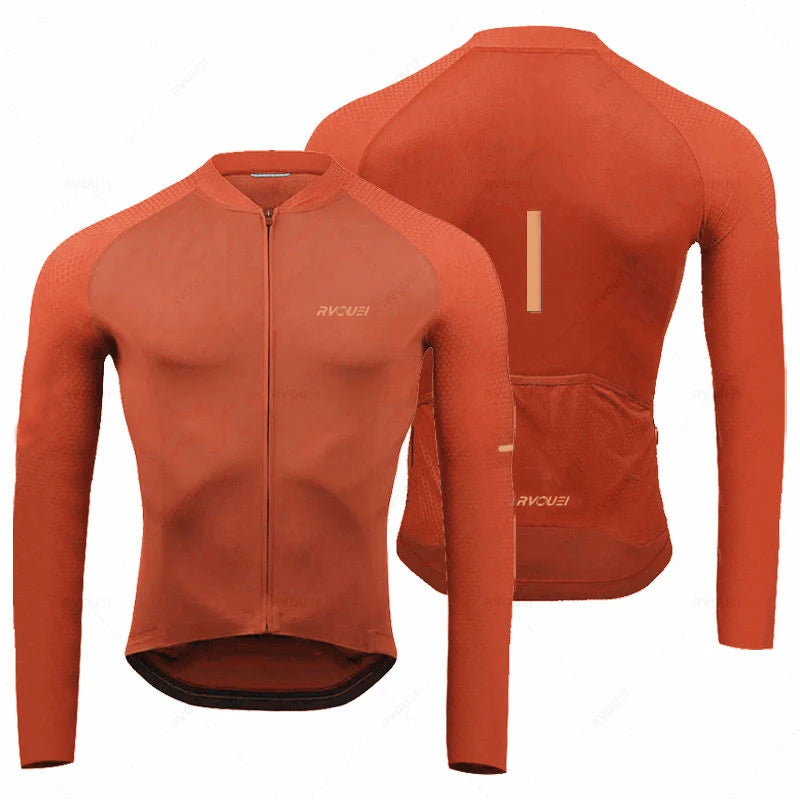 Rvouei Breathable Long Sleeve Cycling Jersey Set Bib Pants Ropa Maillot Ciclismo Bicycle Clothing MTB Bike Uniform Men Clothes