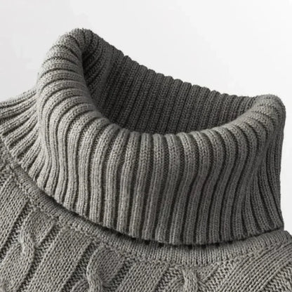 Men's High Neck Sweater Solid Color Pullover Knitted Warm Casual Turtleneck   Men Clothes