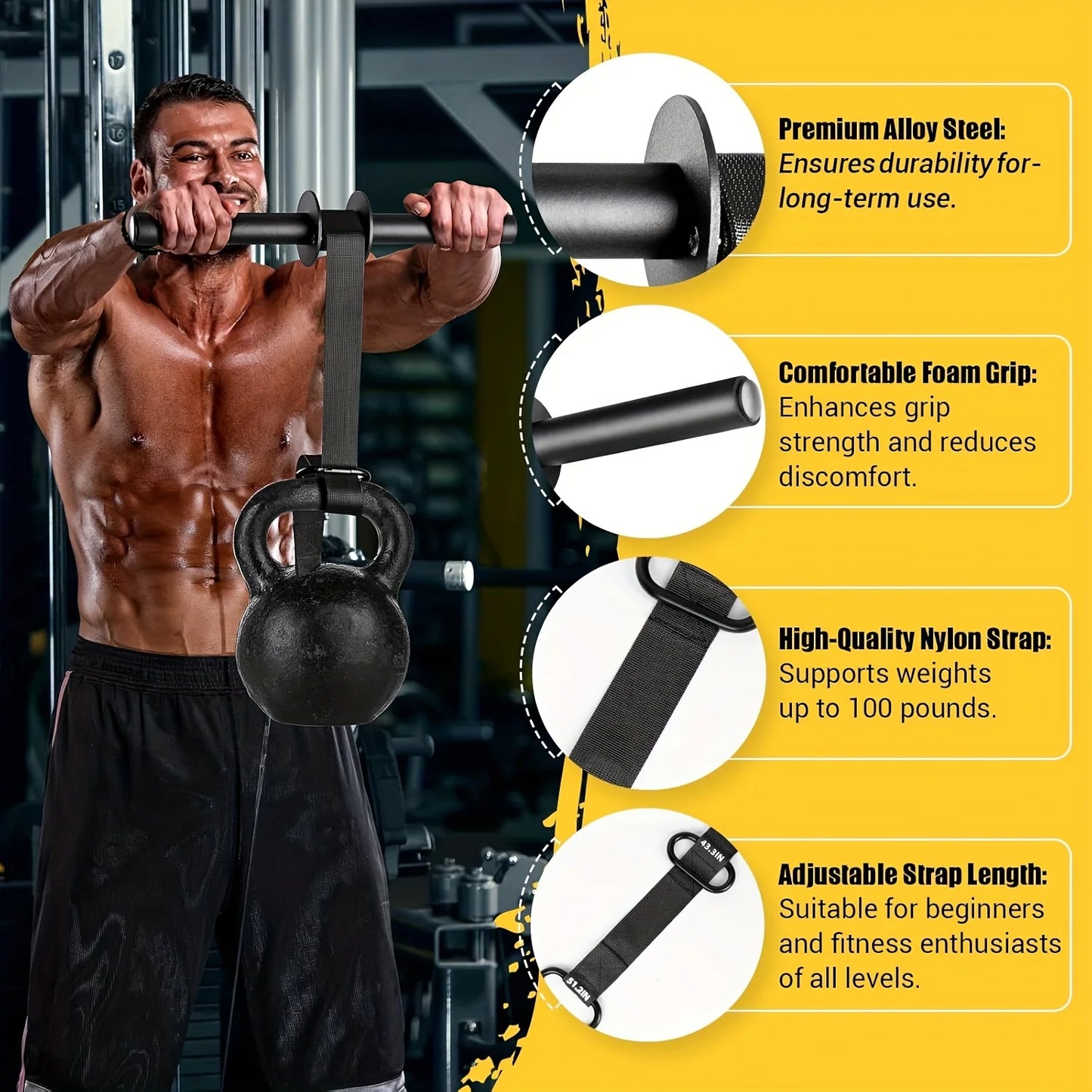 Forearm Strength Trainer Wrist Roller with Thickened Non-Slip Handle Adjustable Belt Home Workout Fitness Equipment Durable