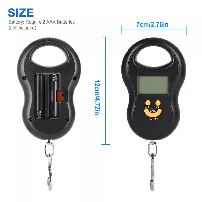 Portable 50Kg Electronic Scale High-precision Spring Scale LCD Digital Hanging Scale BackLight Fishing Weights 0.01kg Error