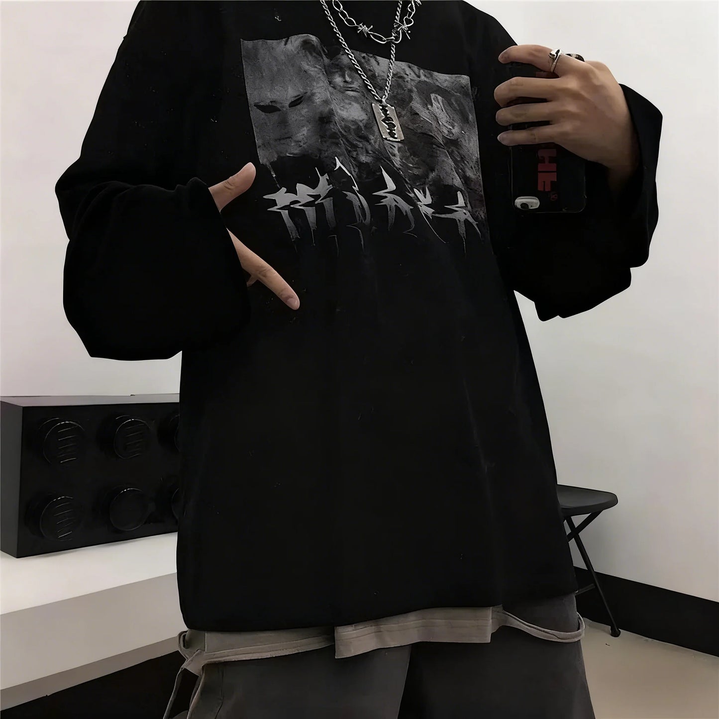 Men T Shirts autumn men Clothes anime casual Long Sleeved Oversized Y2K T-Shirt Harajuku Streetwear Academia Hip Hop tee tops