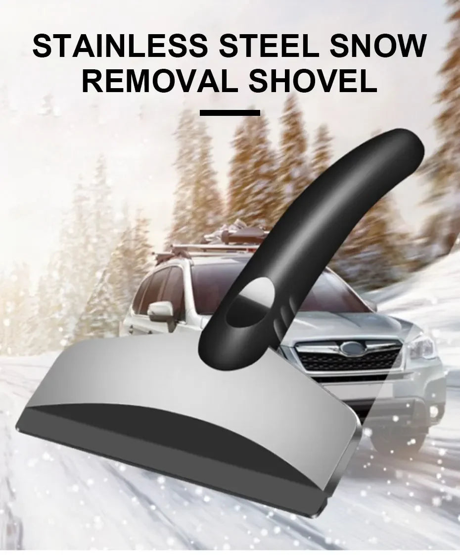 SEAMETAL Car Ice Scraper Snow Removal Shovel Windshield Glass Defrost Removal Automotive Winter Stainless Steel Car Accessories