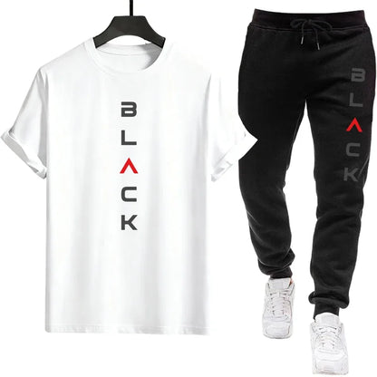 Mens Tracksuit Printed Casual Short Sleeve Daily Sports Jogging Man Clothing Single Piece T-shirt Pants Spring Summer Sportswear