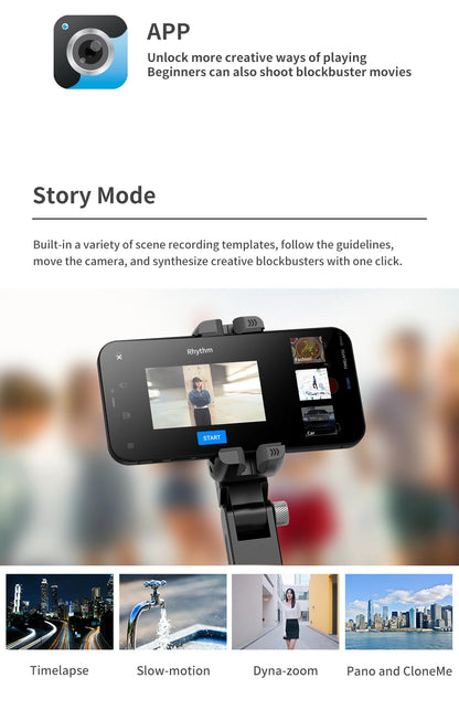 Desktop Gimbal Stabilizer 360° Rotation Smart Track Mode Selfie Stick with Remote Control for iPhone Cell Phone Smartphone