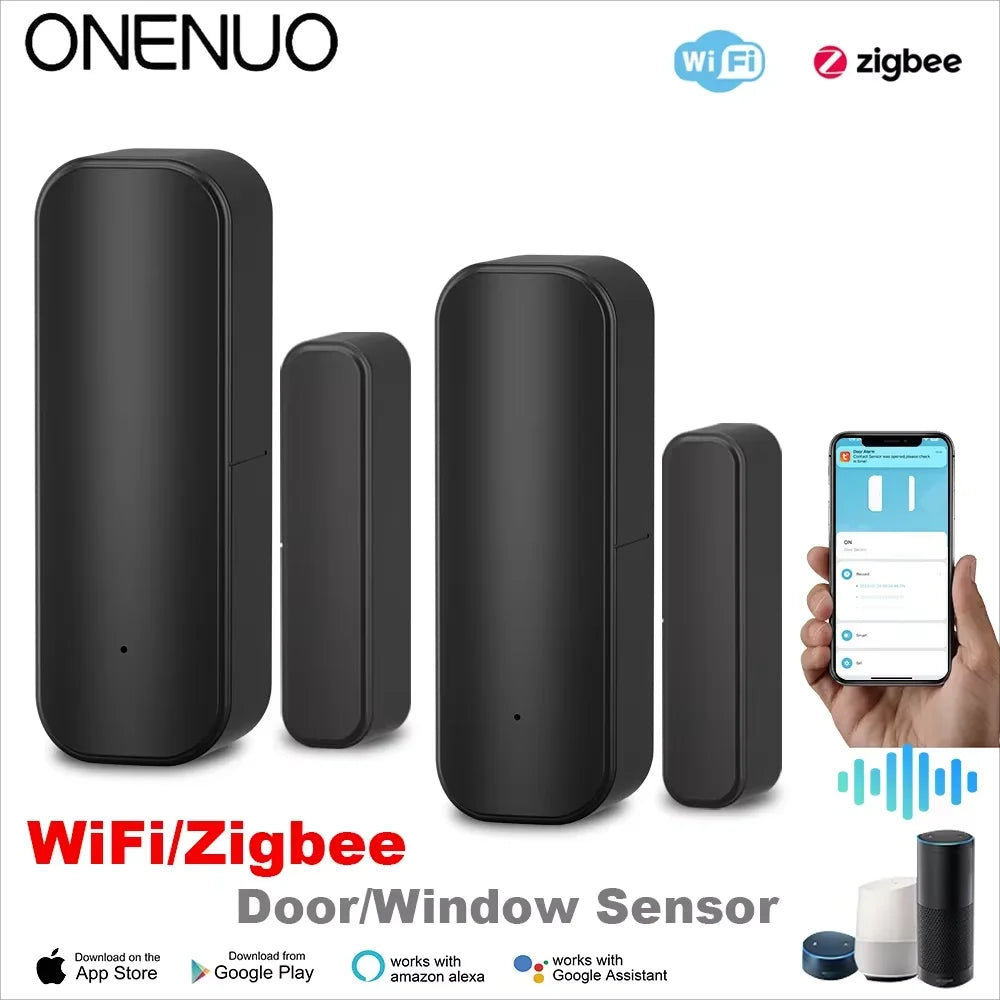 WiFi or ZigBee Door Window Sensor Smart Home Wireless Door Open Close Detectors APP Remote Alarm Work with Alexa Google Home
