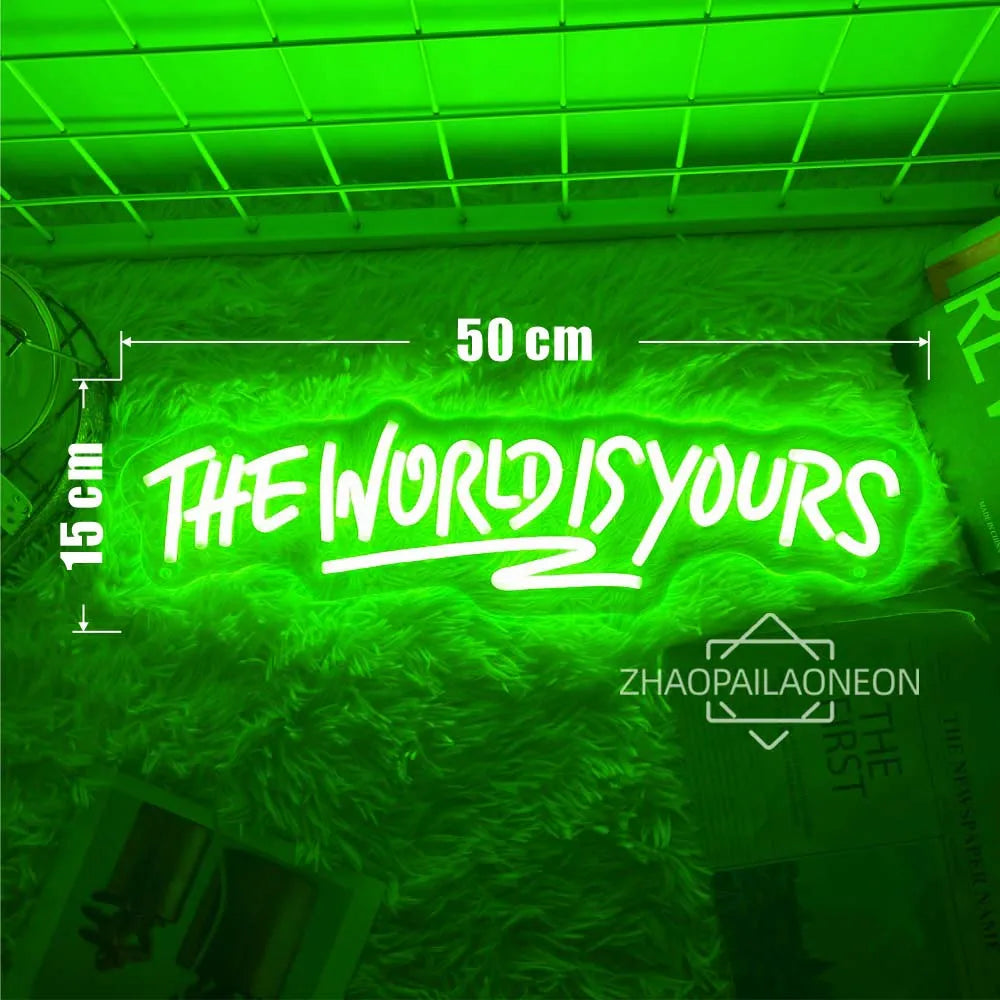 Neon Sign The World Is Yours Neon Led Sign Boy Girl Bedroom Game Room Decor Wall Hanging Neon Lights Personalized Gift Birthday