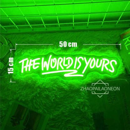 Neon Sign The World Is Yours Neon Led Sign Boy Girl Bedroom Game Room Decor Wall Hanging Neon Lights Personalized Gift Birthday