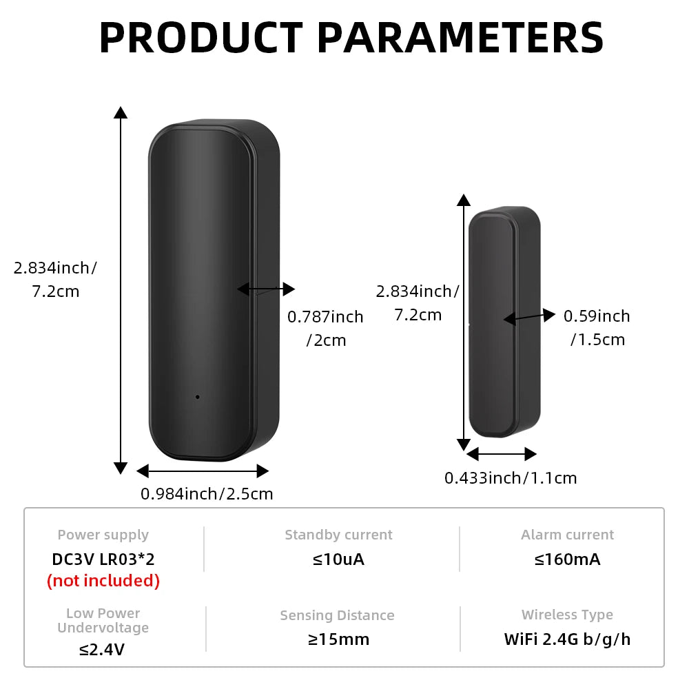 WiFi or ZigBee Door Window Sensor Smart Home Wireless Door Open Close Detectors APP Remote Alarm Work with Alexa Google Home