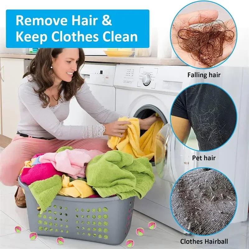 12/6pcs Catch Lint Washing Machine Accessories Hair Removal Device Laundry Balls Can Be Reused Removes Lint From Clothes Ball