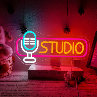 Studio Neon Signs For Wall Decor Dimmable Led Lights Room Decoration For Party Work Office Music Dance Movie Club Light Up Sign
