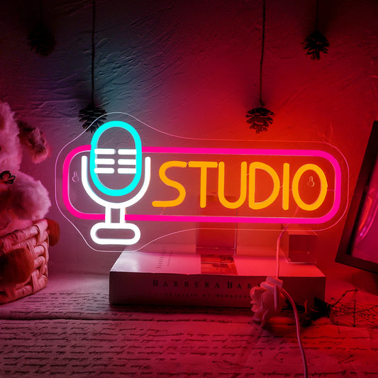 Studio Neon Signs For Wall Decor Dimmable Led Lights Room Decoration For Party Work Office Music Dance Movie Club Light Up Sign