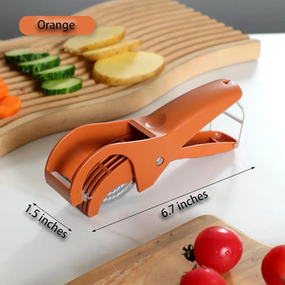 Fruit & Vegetable Slicer, Food - Grade Spring - Clip Cutter, Wavy Blade Even Slicing Kitchen Tool
