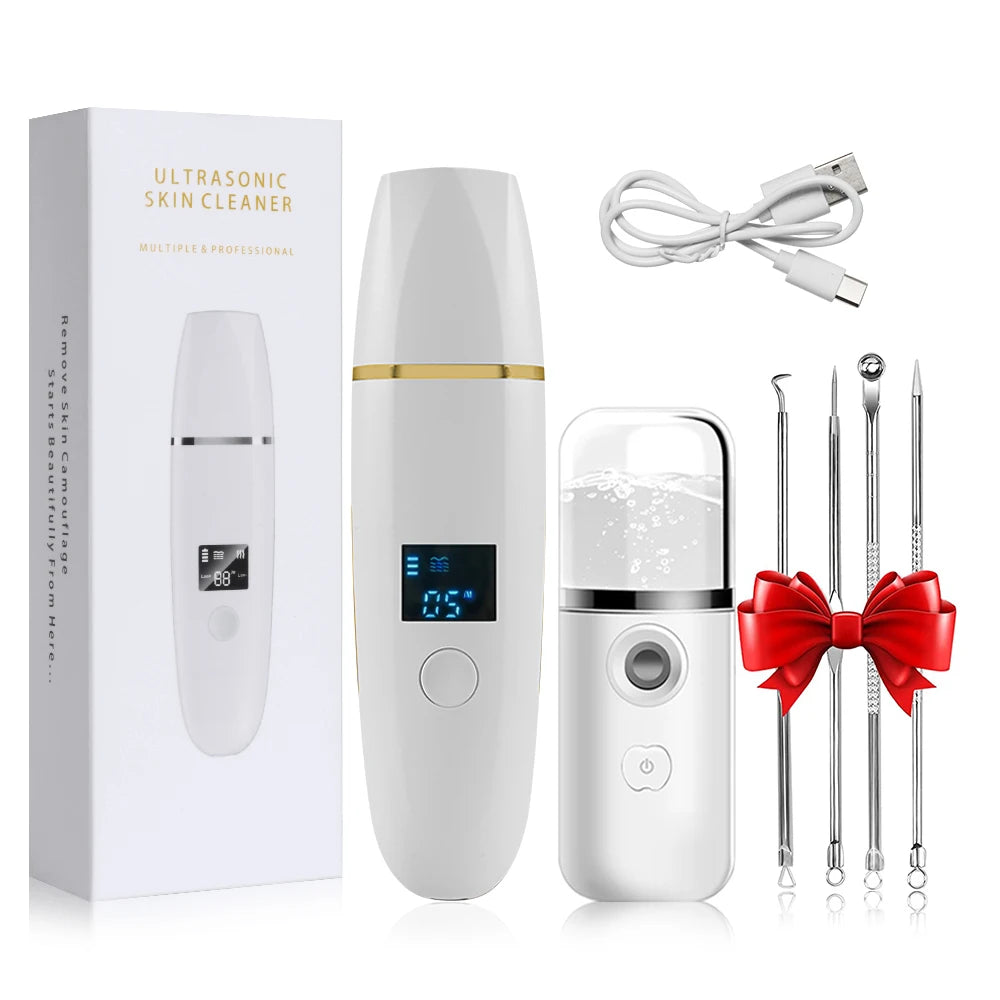 Ultrasonic Skin Scrubber Remover Blackhead Ultrasonic Peeling Facial Scrubber Shovel Deep Cleaning Face Lifting Remove Pore Acne
