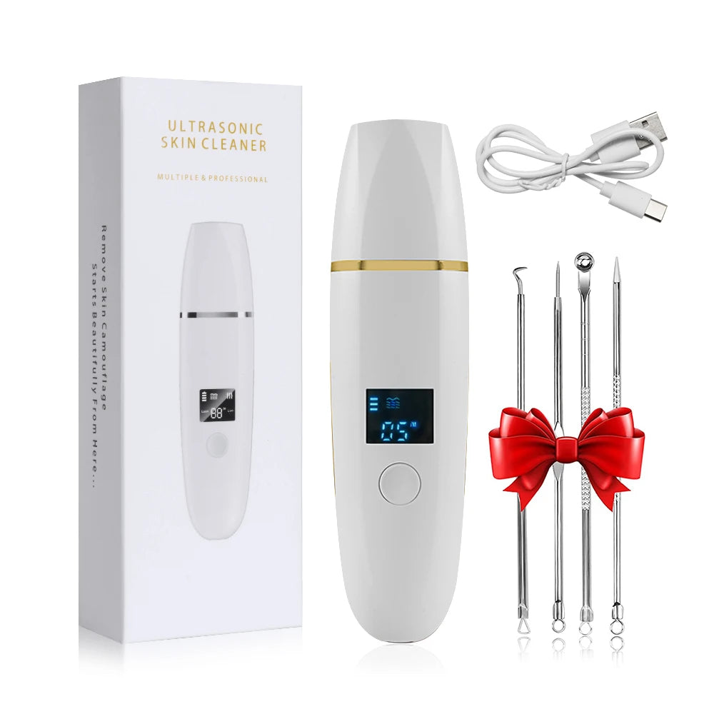 Ultrasonic Skin Scrubber Remover Blackhead Ultrasonic Peeling Facial Scrubber Shovel Deep Cleaning Face Lifting Remove Pore Acne