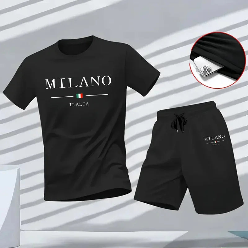 Men's Tracksuit Casual Quality Summer Outdoors Jogging New Two-piece Set Versatile Shorts-sleeved T-shirt and Sport Short Daily