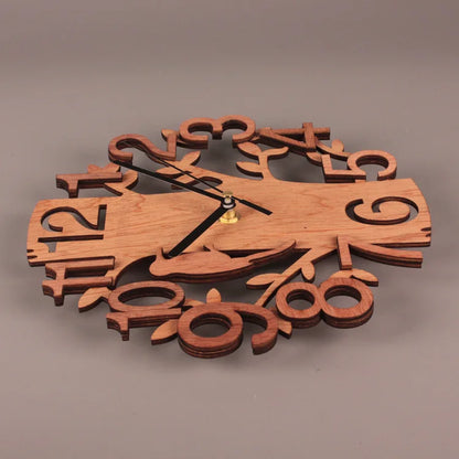 3D Wall Clock 23cm Dia Creative  Tree Shaped with Bird Wooden Wall Clock Home Kitchen Office Decoration Number Silent Clock